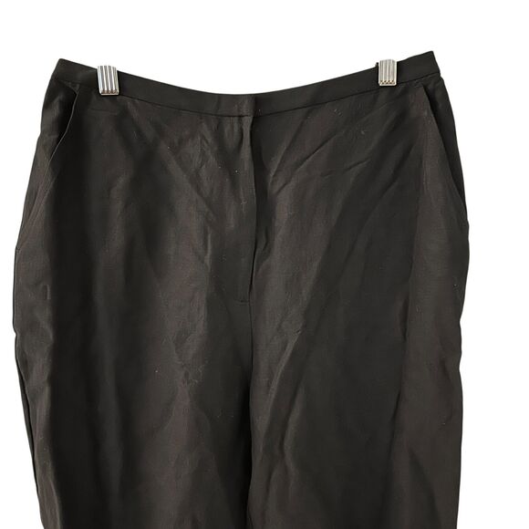 Eileen Fisher Black Silk and Linen Straight Leg Pants with Pockets Size S - Picture 4 of 8